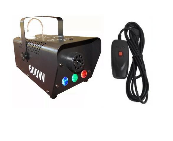 Maquina De Fumaça 600w 110v Com Strobo Rgb Controle Com Fio