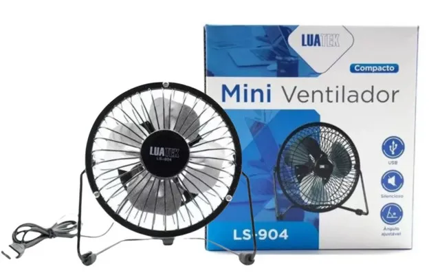 Mini Ventilador USB de Mesa 5v Silencioso Angulo Ajustável Luatek LS-904 Compacto