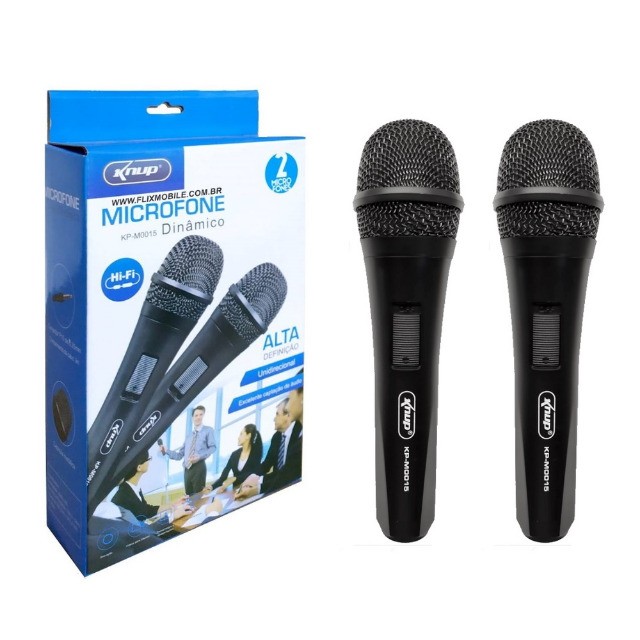 Microfone C/fio Profissional Duplo Knup Kp-m0015