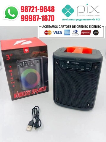 Caixa de som 10w Bluetooth USB rádio com led