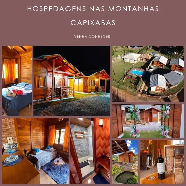 Chalés e casa para hospedagem nas montanhas