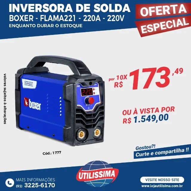 Inversora de Solda Flama221 220amp 220V - entrega grátis 