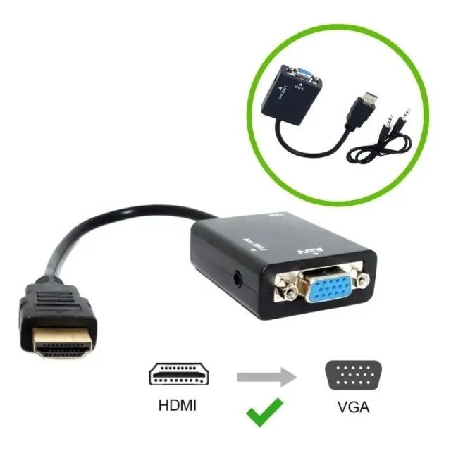 Adaptador Conversor Hdmi Para Vga Com Saída De Áudio P2 - Foto 2
