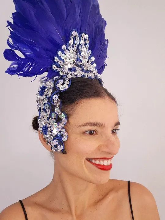 Tiara para festas de penas azul da Tailândia para s.