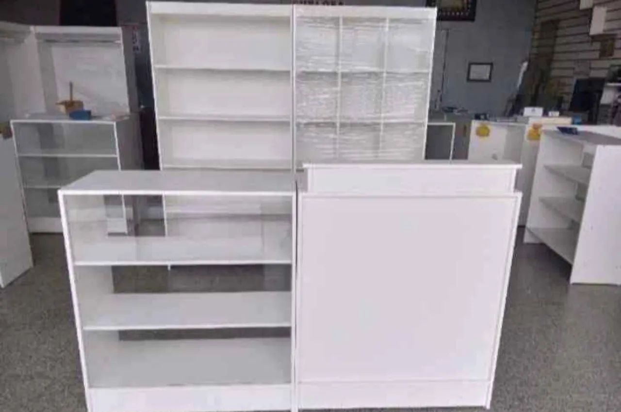 KIT LOJA OU ADEGA / BALCÃO CAIXA+ VITRINE+ PRATELEIRA E COLMÉIA MDF 