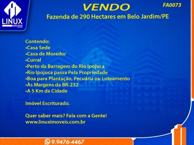 Fazenda em Belo Jardim/PE à Venda (FA0073-PV)  - Foto 2