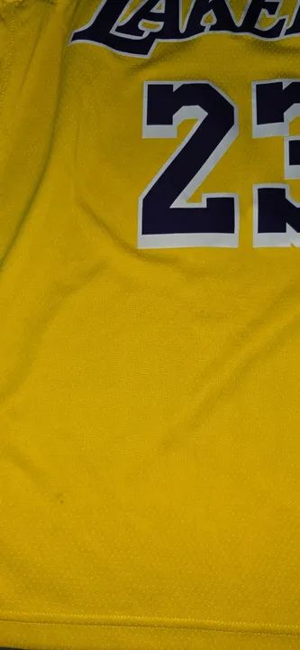 Camisa Regata Basquete NBA Nike Jordan Los Angeles Lakers 23 James Amarela com detalhes - Foto 4