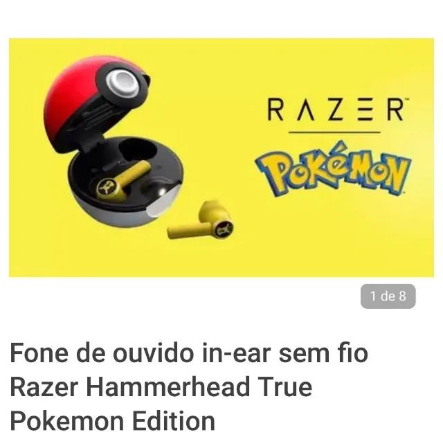 Fone de ouvido in-ear sem fio Razer Pokemon Edition - Foto 2