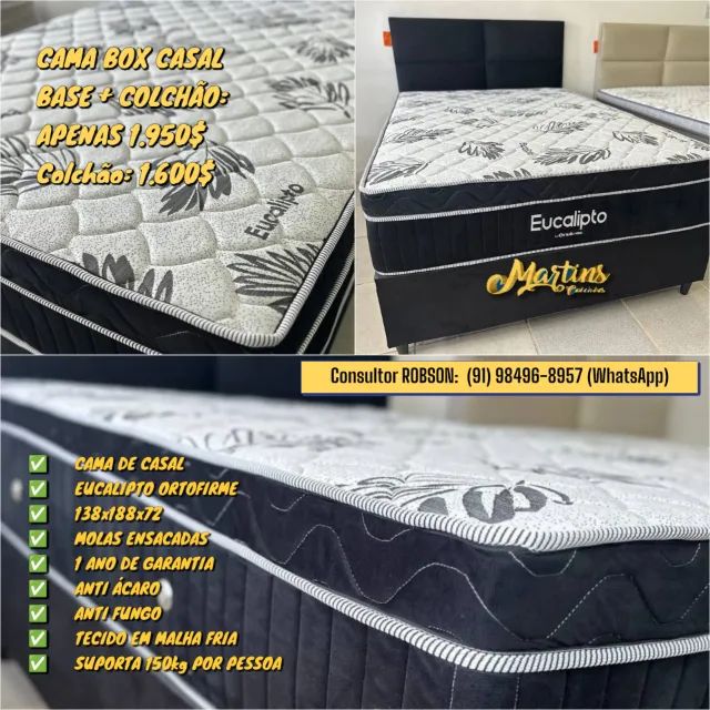 Cama Box Casal Top de Linha! Base + Colchão 