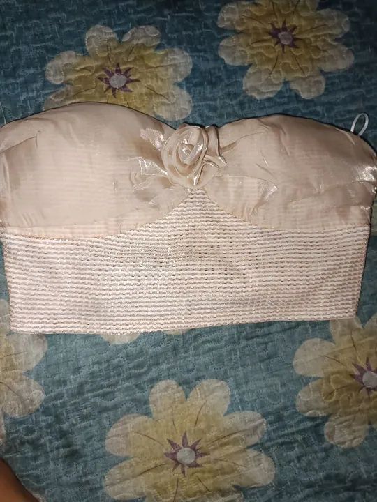 Top Cropped Strapless Bege