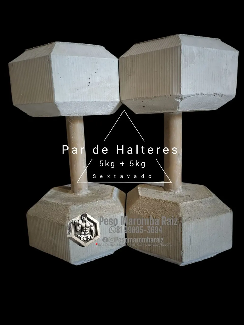 Par de Halteres Sextavados 5kg + 5kg