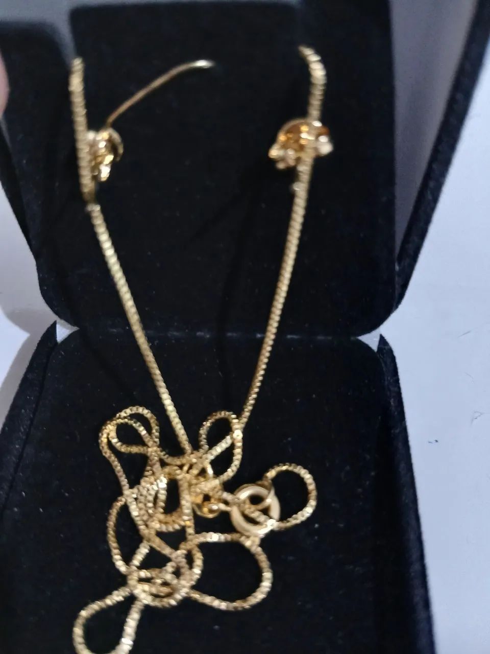 Conjunto de corrente e brinco folheado - Foto 3