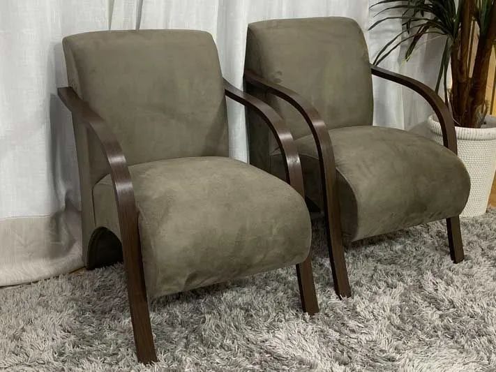 Conjunto de Poltronas 2x1x1 Lugares Cappuccino Braço Madeira - Foto 3