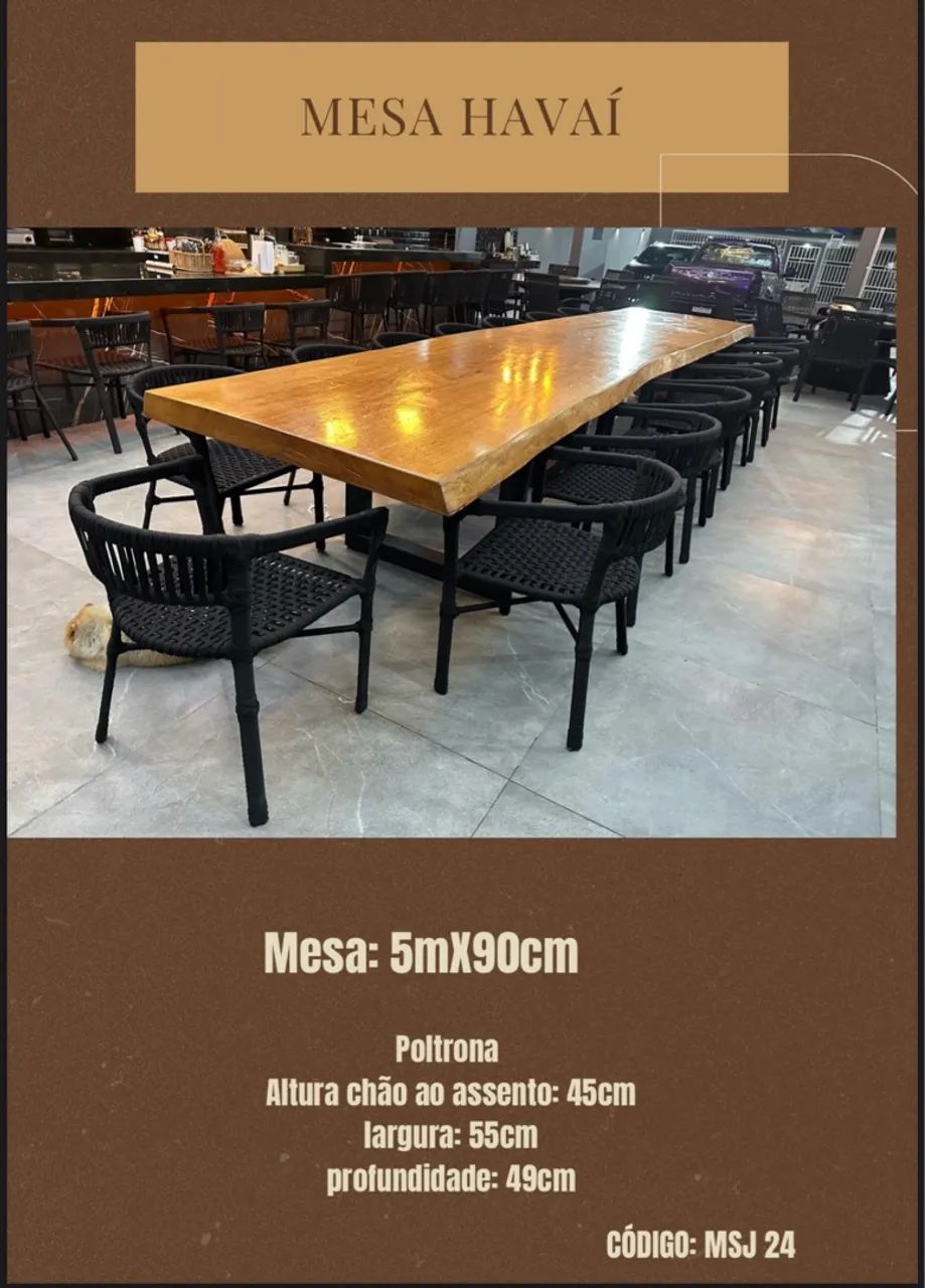 Mesa em Madeira com Poltronas Havaí.