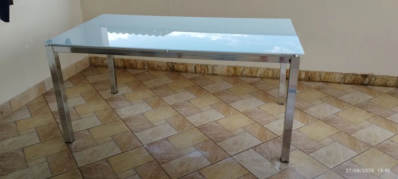 Mesa com vidro temperado para 6 cadeiras 64315086713987121