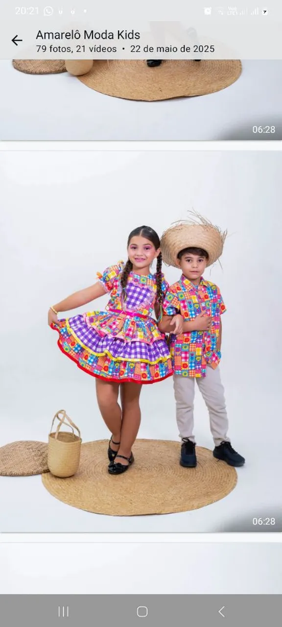 Vestido e camisa junina infantil