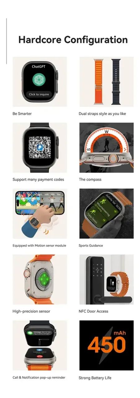 Smartwatch Microwear Ultra 4 Plus tela Super AMOLED de 2,1 polegadas - Foto 2