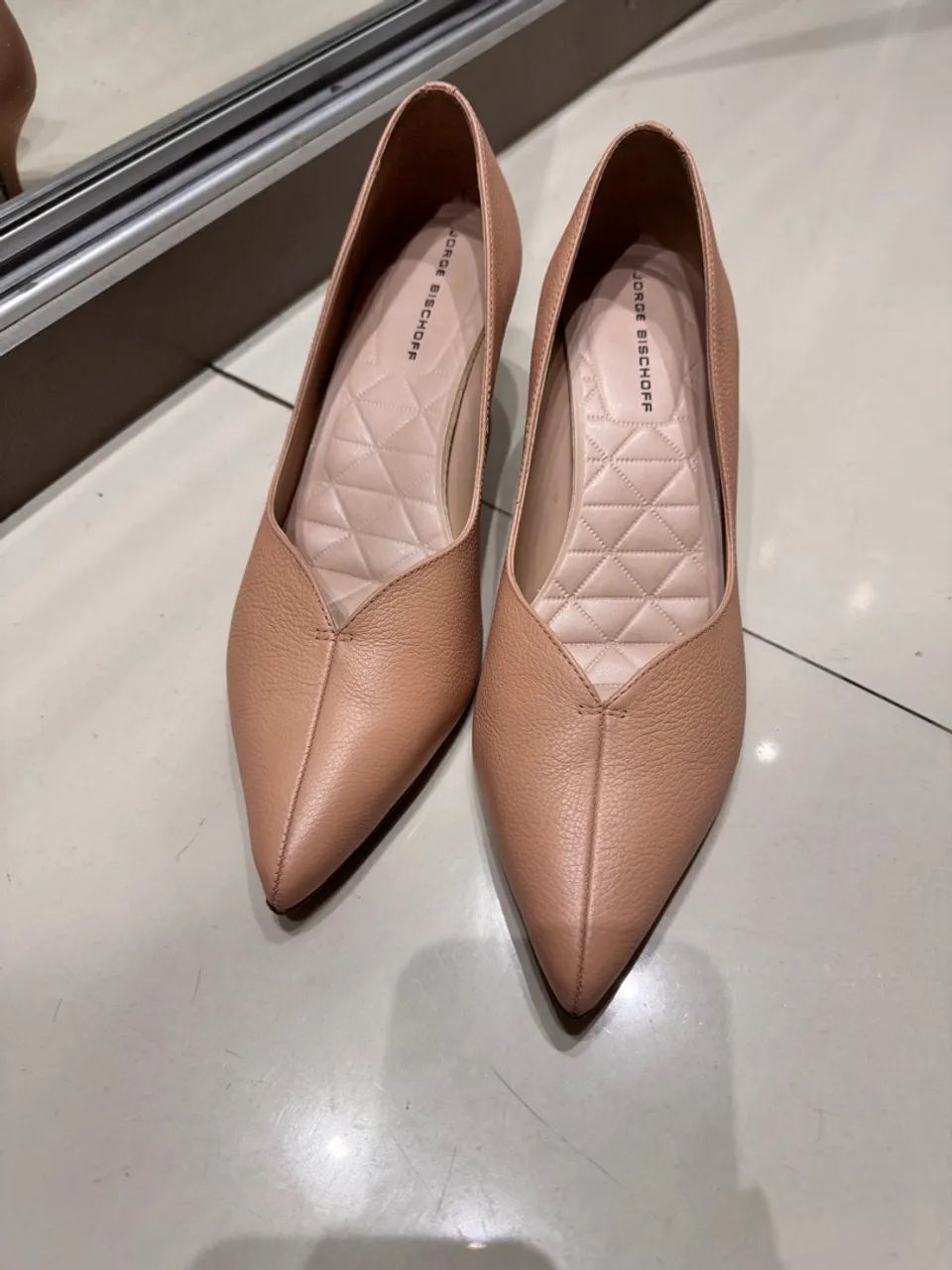 Scarpin nude de couro - Foto 4