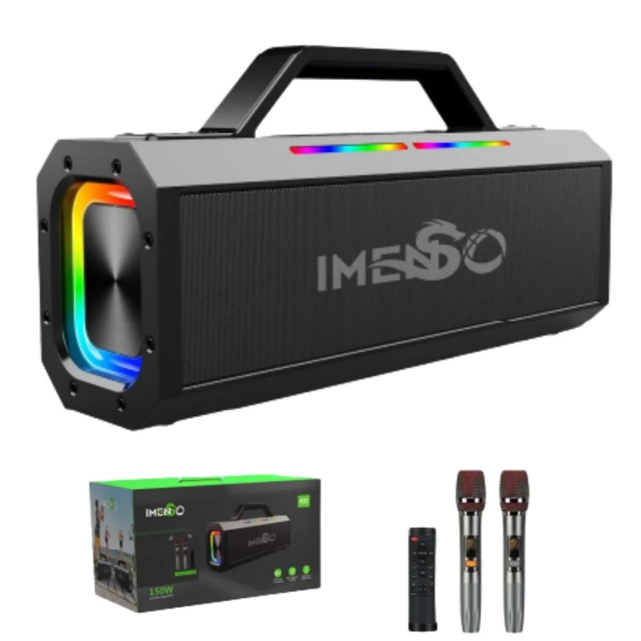 Caixa de som Bombox Imenso X52 com 2 microfones sem fio profissional  - Foto 2