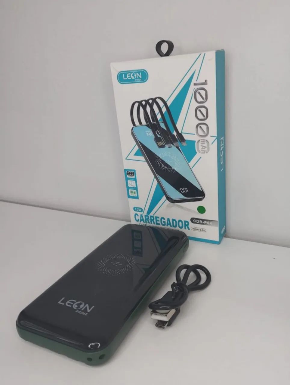 Carregador Portátil 10000 mAh 18W Leon Prime Verde - Foto 2