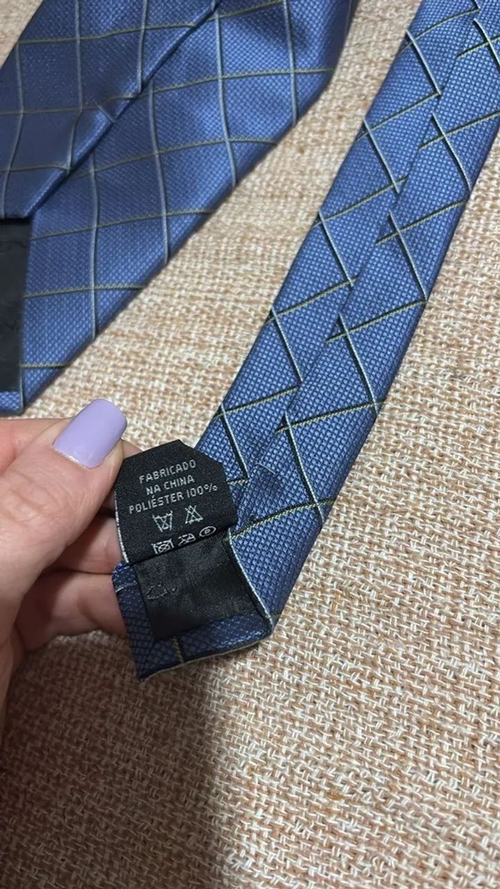 Gravata azul metálico com listras Marca: TNG  - Foto 3