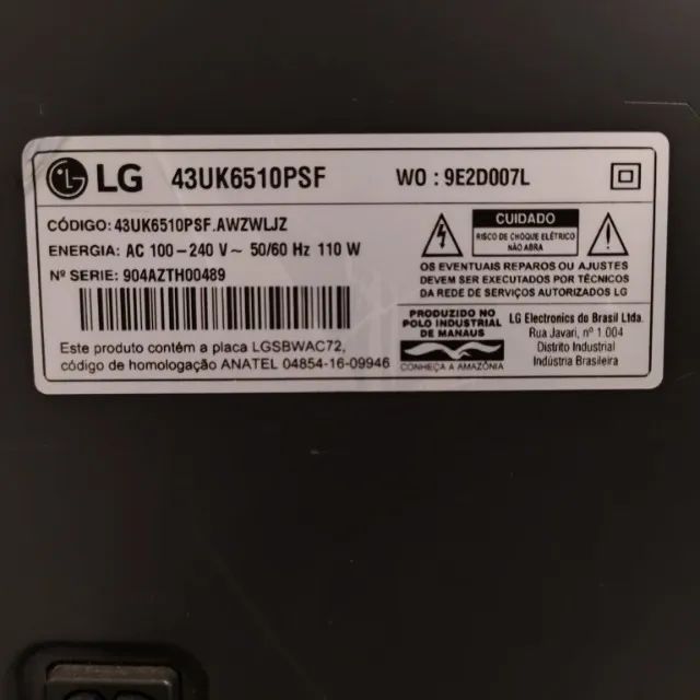 LG 43-inch 4K Smart TV, 43UK6510PSF, for parts64297328291715122