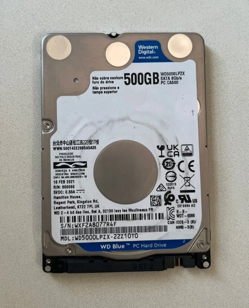 HD Western Digital 500GB SATA 6Gb/s