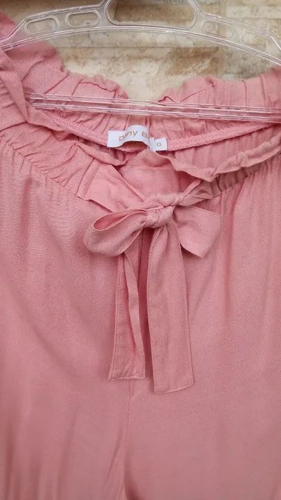 Calça de linho rosa G com laço jogger clochard - Foto 3