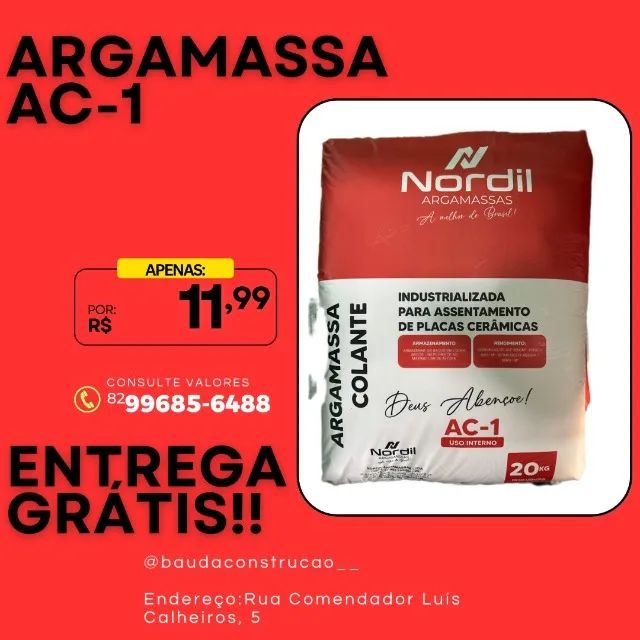ARGAMASSA AC-1 (ENTREGA GRÁTIS MIN;30UN)