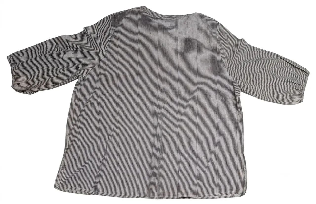 Bata Blusa Listrada Boho Chic Linho/Algodão Detalhe Renda - Foto 2
