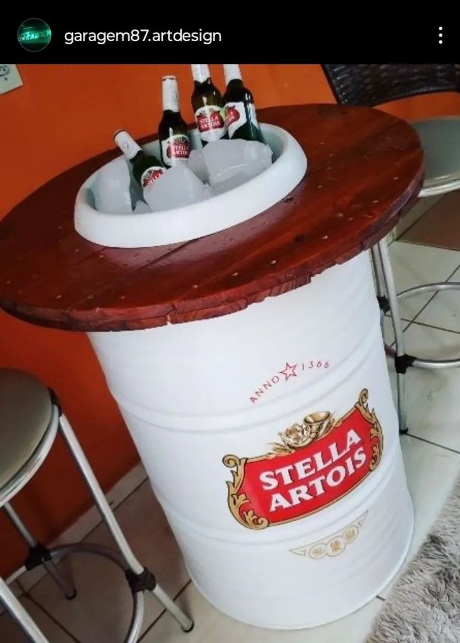 Tonel mesa personalizado com suporte p/ gelo e bebidas  - Foto 2