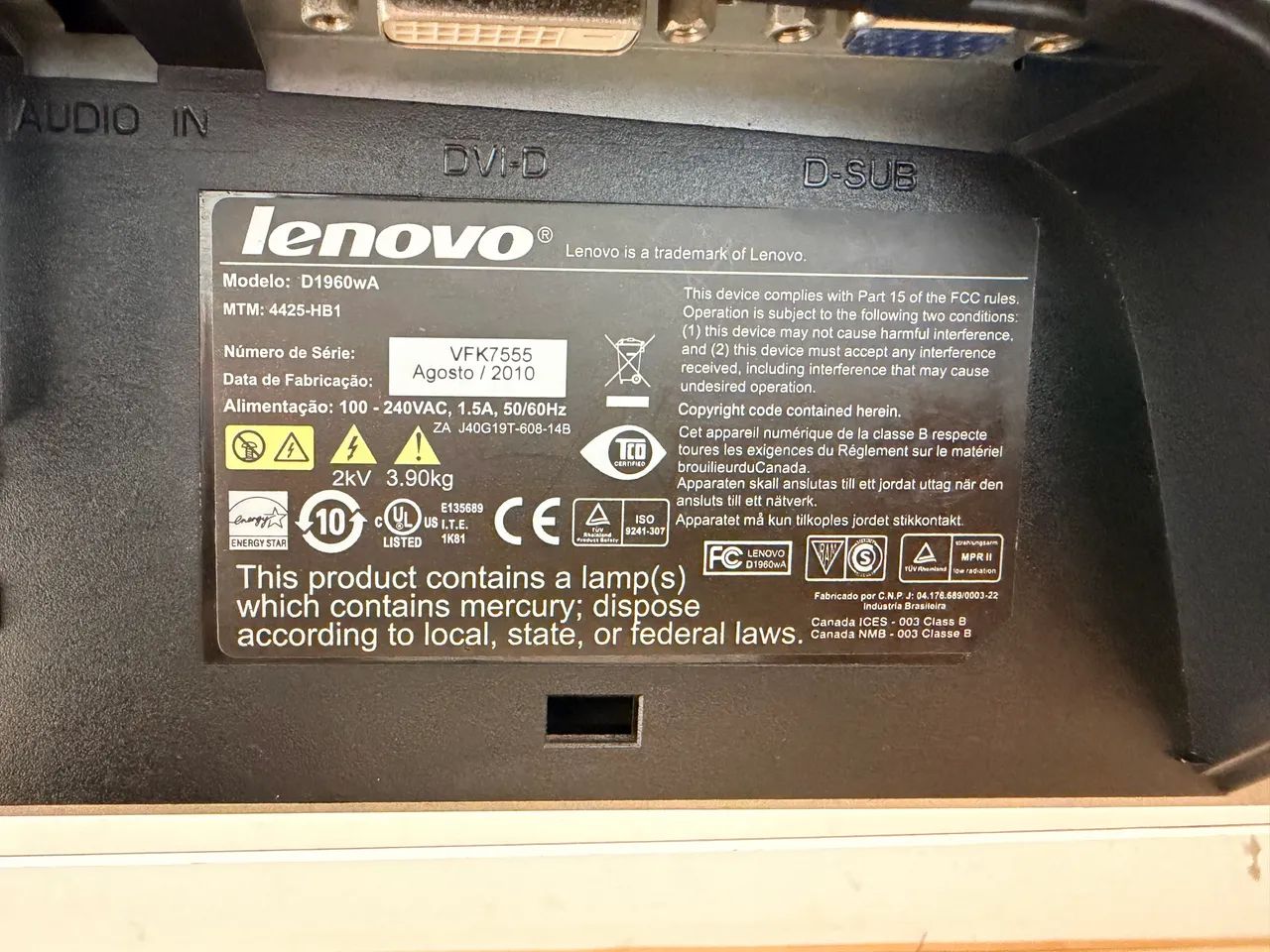 Monitor Lenovo D1960WA 18,5? LCD  - Foto 2