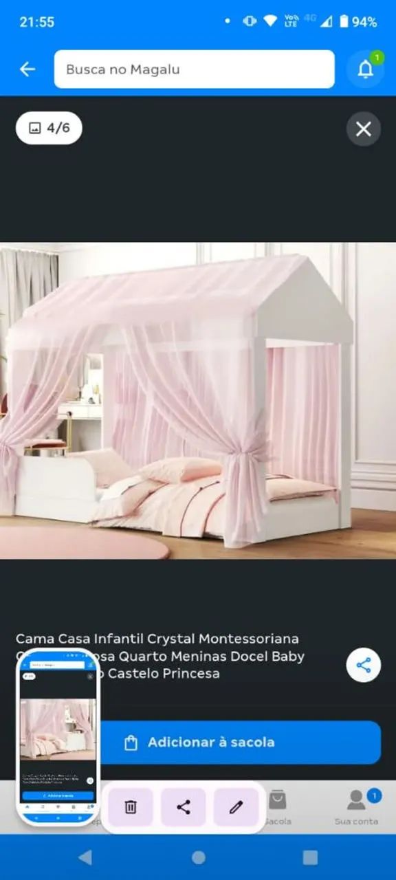 Cama casa infantil Crystal monteseensoriana com colchão  - Foto 5