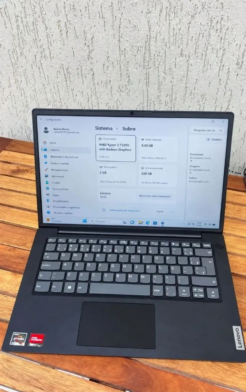 NOTEBOOK RYZEN 3 7000 GARANTIA 4 MESES/NOTA E CAIXA