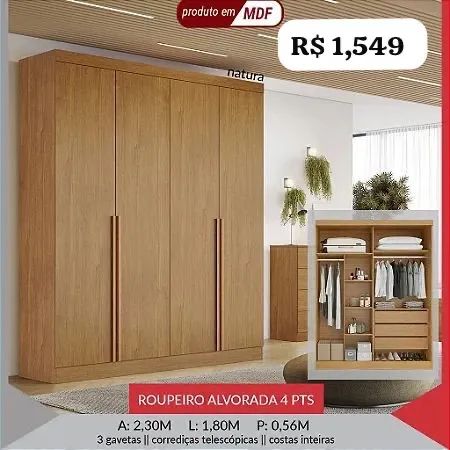 Guarda Roupa 4 portas MDF - Promoção  - Foto 2