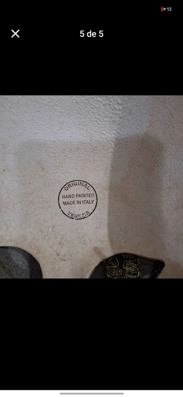 Máscara veneziana antiga original pintada a mão - Foto 5