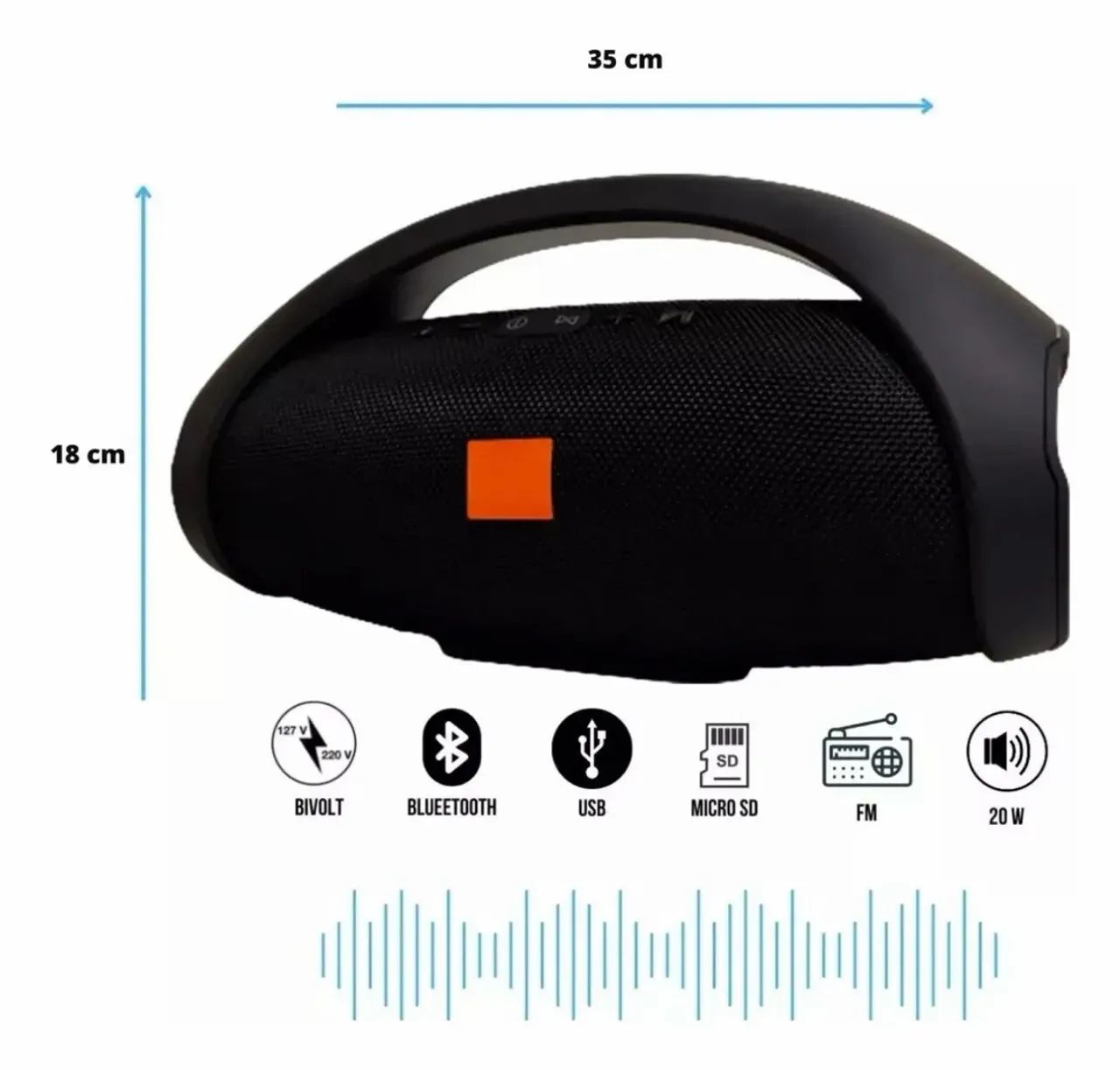 Caixa de Som Boombox Grande 35cm  - Foto 2