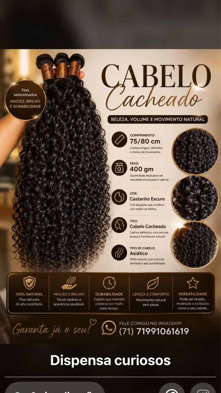 CABELO ASIÁTICO CACHEADO 400g /75cm