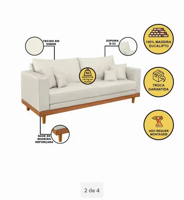 Sofa 2 lugares acompanha Poltrona Novo - Foto 5