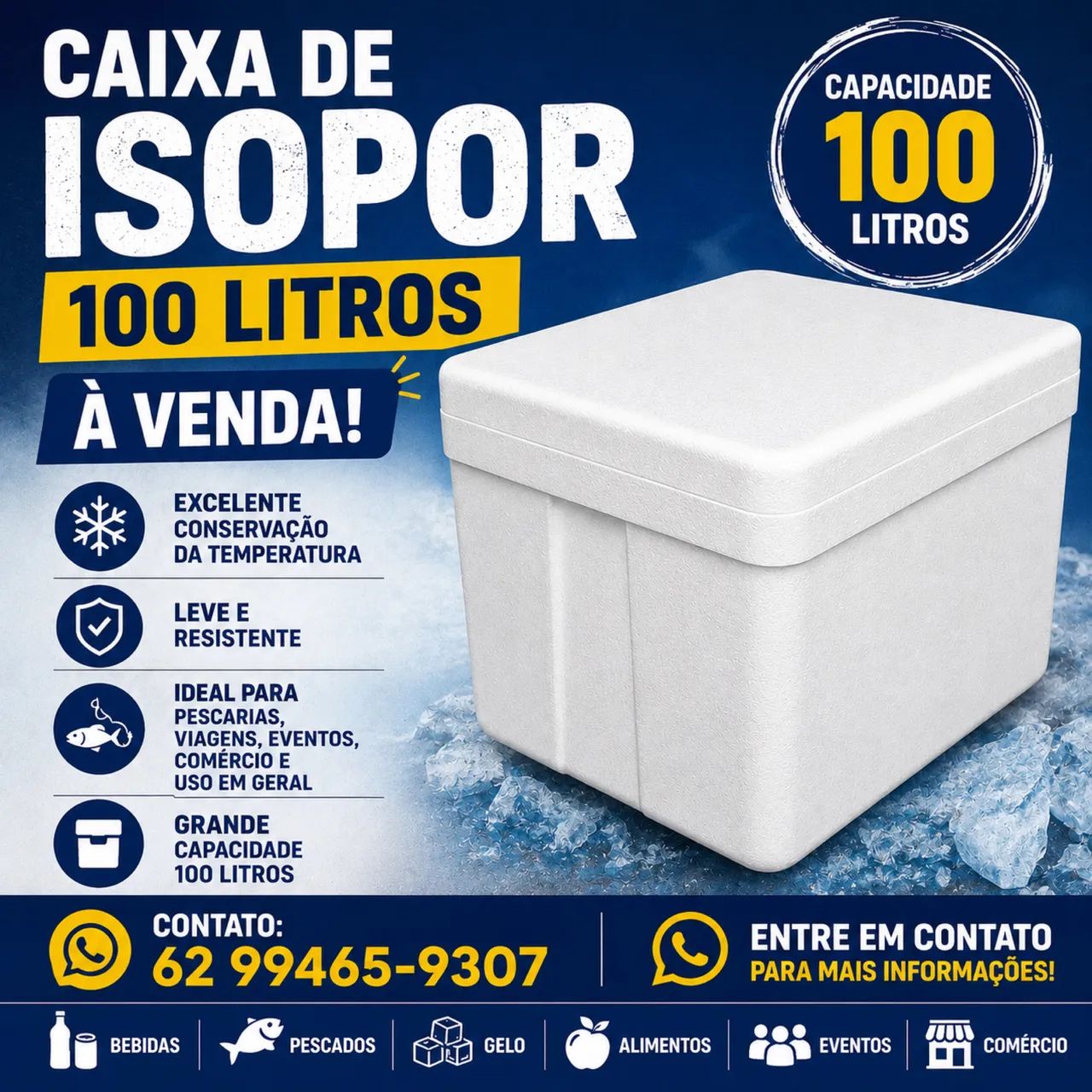 Caixa Térmica de Isopor 100 Litros
