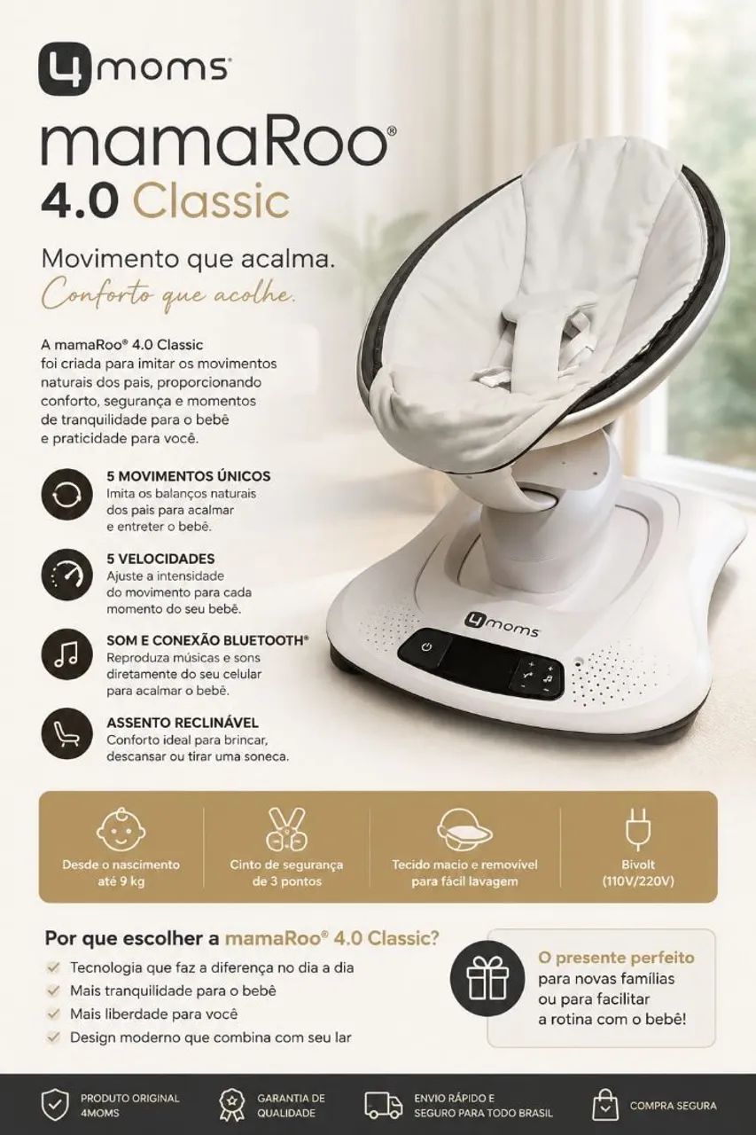 Cadeira 4moms mamaRoo 4.0 Classic - Excelente Estado - Foto 3