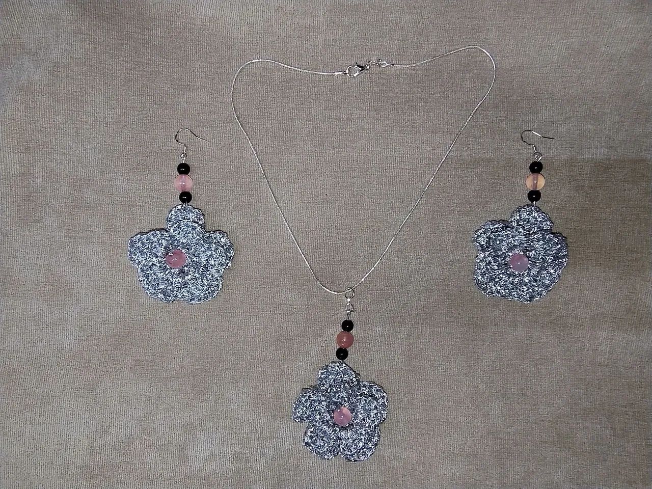 Conjunto brincos  de crochê com ametista e jade persa com detalhes em prata 925 - Foto 2