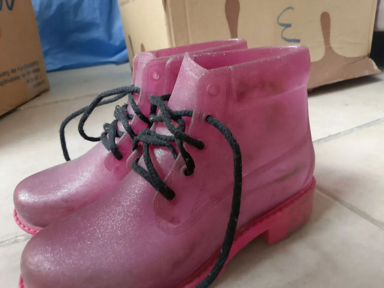 bota escolar para tempo de chuva rosa num 35  - Foto 2