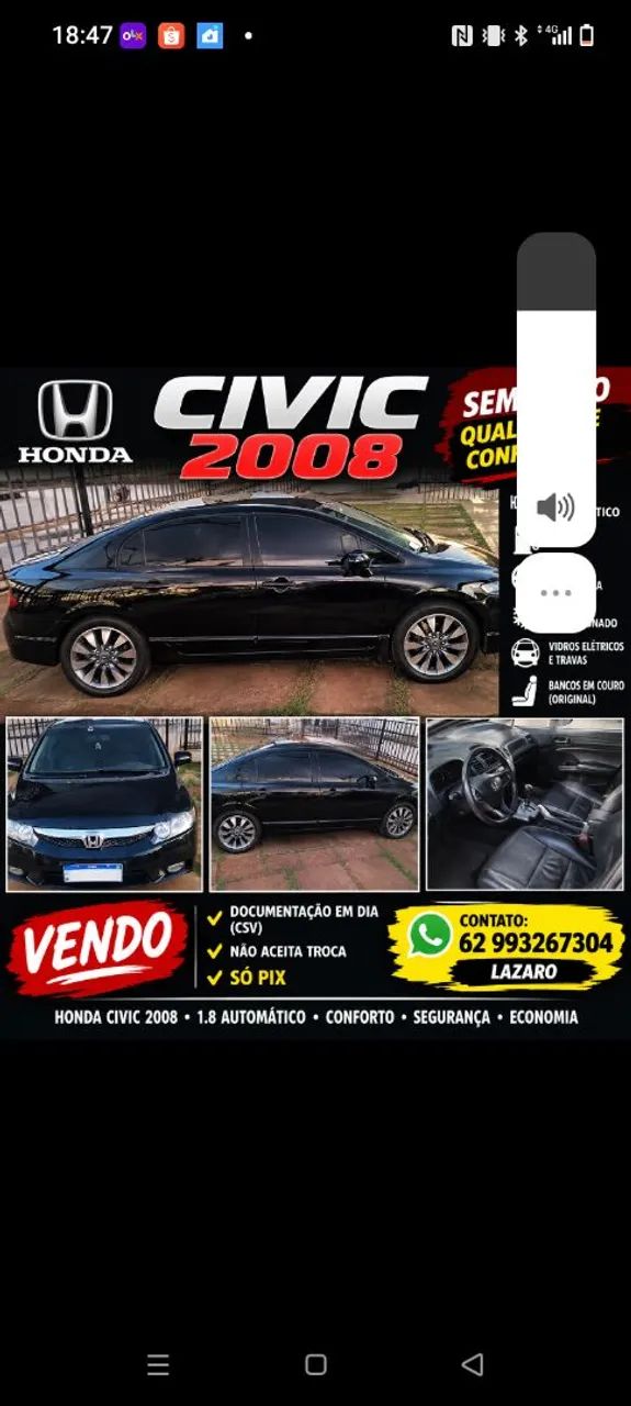 Honda Civic 1.8 LXS 16V FLEX 4P AUTOMÁTICO 2008