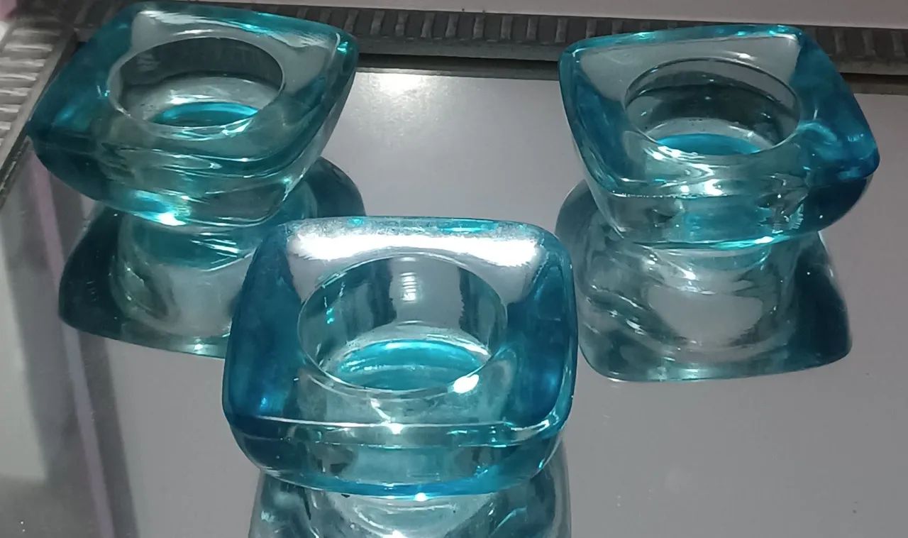 CONJUNTO  3 porta-velas/castiçais antigos 