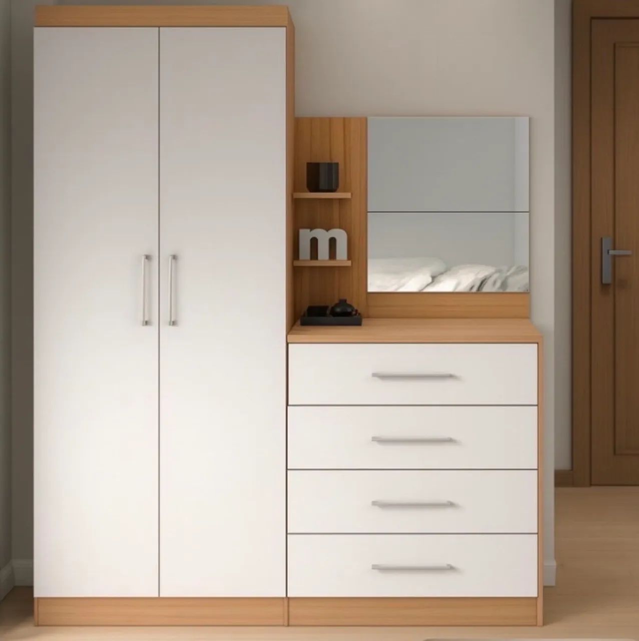 VERSATILE WARDROBE IN WOODGRAIN/WHITE 100% MDF – FREE DELIVERY AND INSTALLATION