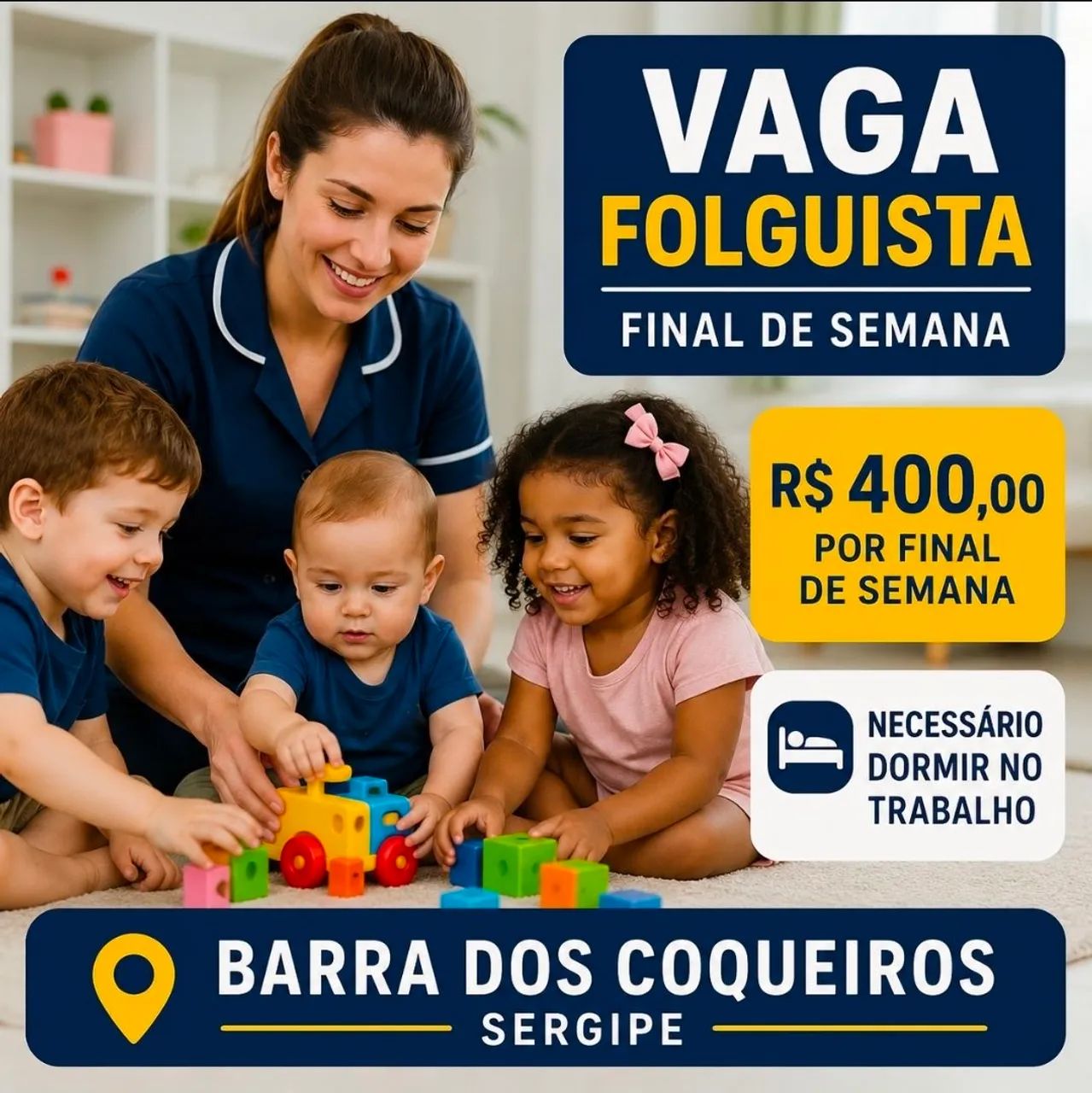 VAGA: FOLGUISTA (FDSEMANA - BABÁ E TAREFAS DE CASA)