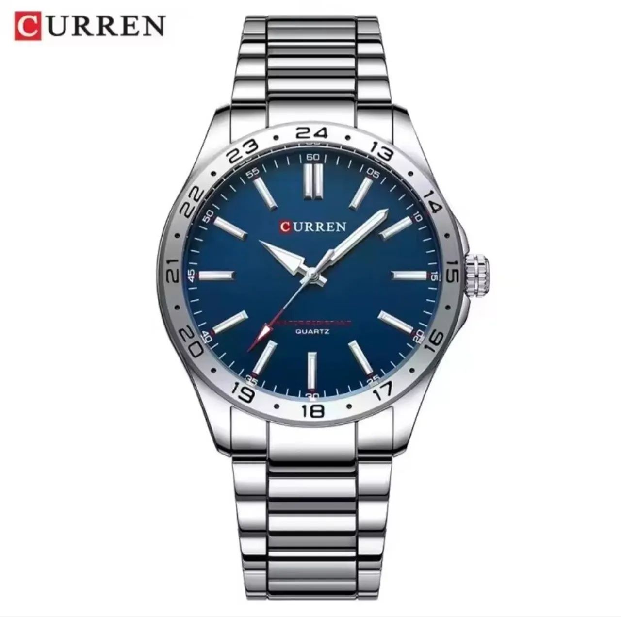 Relógio Masculino Curren 8452 Prata com Fundo Azul - Luxo e Estilo - Foto 5