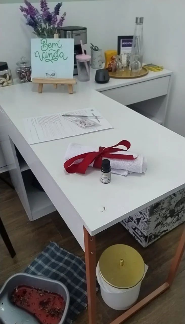 Mesa para escritório em L com duas gavetas - Foto 5