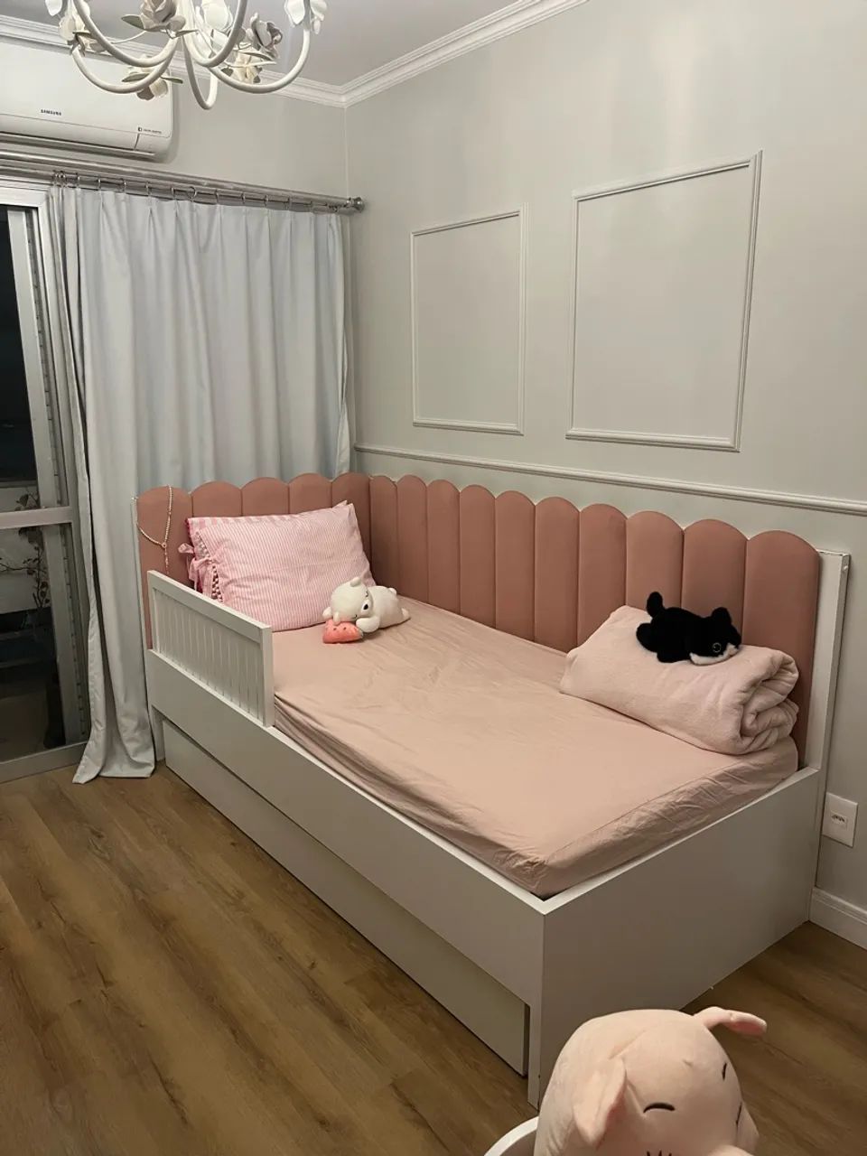 Cama Solteiro King Menina com Bicama detalhe de Led